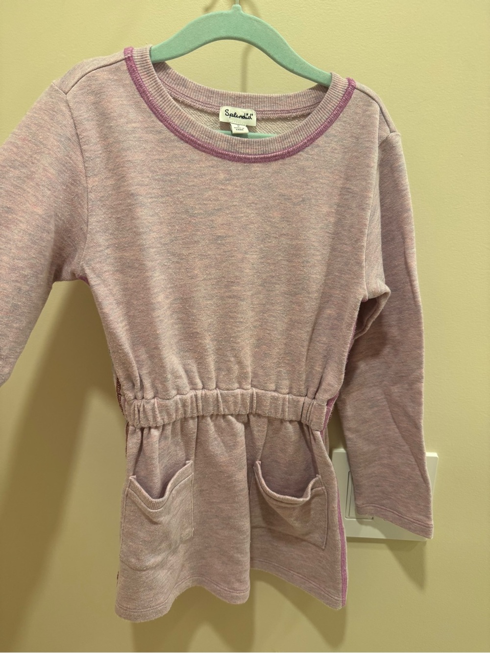 Splendid Lavender Elastic-Waist Pullover dress with Pockets